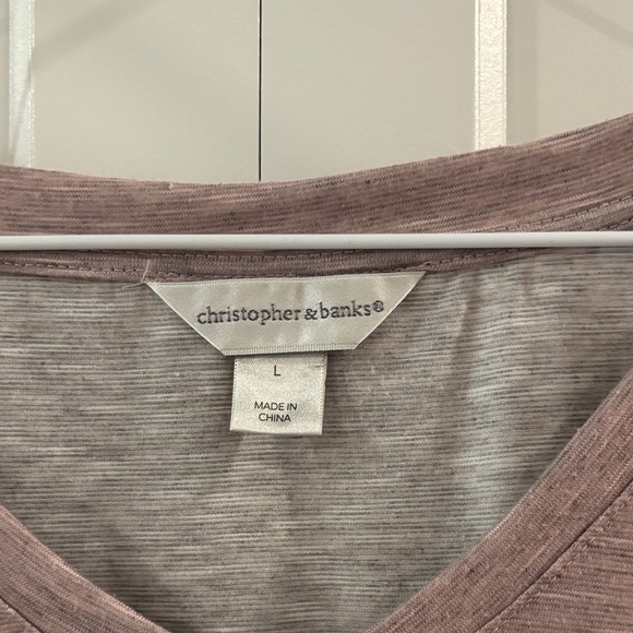 Christopher & Banks Pink and Green Ombre V-Neck Top - Picture 2 of 4